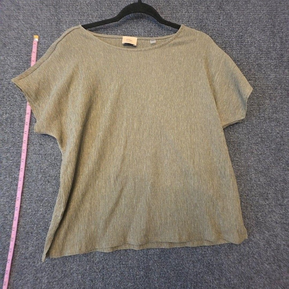 Elie Tahari Blouse Womens M Green Textured Boat Neck Dolman Tunic Stretch Top